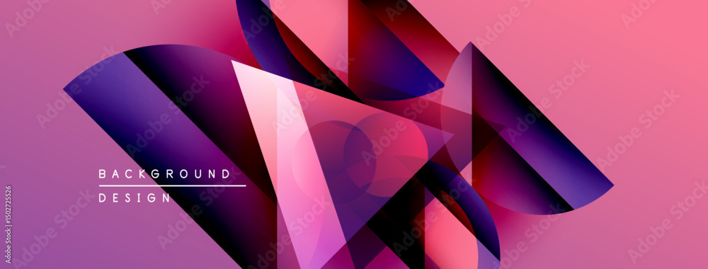 Aufkleber Abstract shapes overlap, creating vibrant pink, purple gradients. Modern design suggests dynamic movement, visual interest.