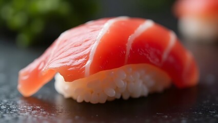 Macro Shot of Tuna Nigiri Sushi