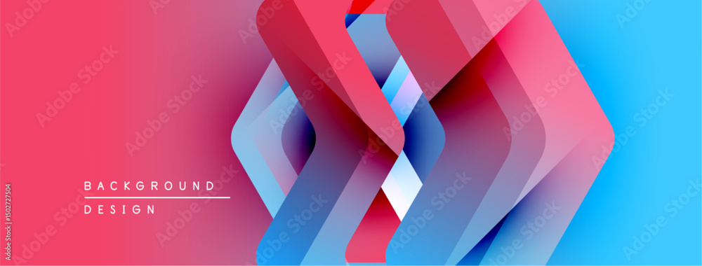 Leinwandbilder abstract geometric shapes overlap, creating dynamic gradient effect. red, blue hues dominate composi