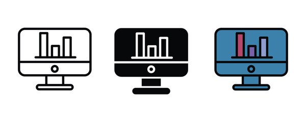 Web Traffic Analytics icons set in different style. Website Analytic icon. line glyph and field icon vector illustration.