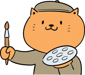Illustration of cat artist
