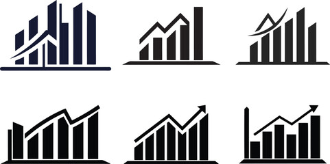 Bar graph with arrow Silhouette vector Bundle