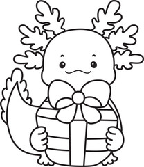 Outline of Illustration of cute axolotl activities icon.
Lineart of Funny pink axolotl in daily routine stickers.
