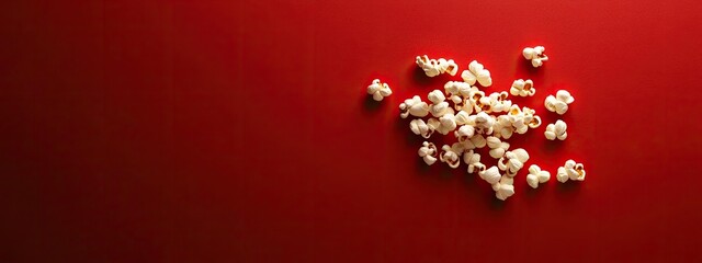 Popcorn Scattered on Red Surface