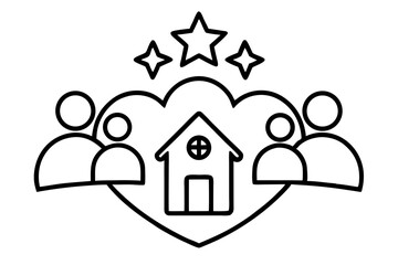 A collection of minimalist business and finance line icons in black outline style. This vector set includes icons of handshakes, giving and receiving money, charity donations, holding coins, financial