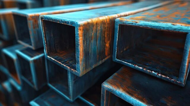 video of A product group of steel pipes, including square pipes and construction steel products like black steel pipes. Image ideas and examples of steel products for the metal warehouse industry