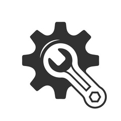 wrench with gear icon, Service tool symbol, setting sign, isolated on white background, vector illustration