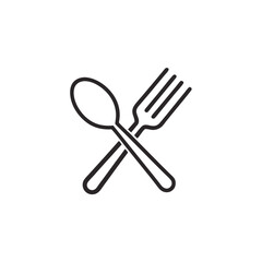 Spoon and fork icon in line style, restaurant business concept, vector illustration