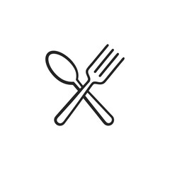 Spoon and fork icon in line style, restaurant business concept, vector illustration