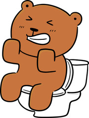 Illustration of bear using flush toilet
