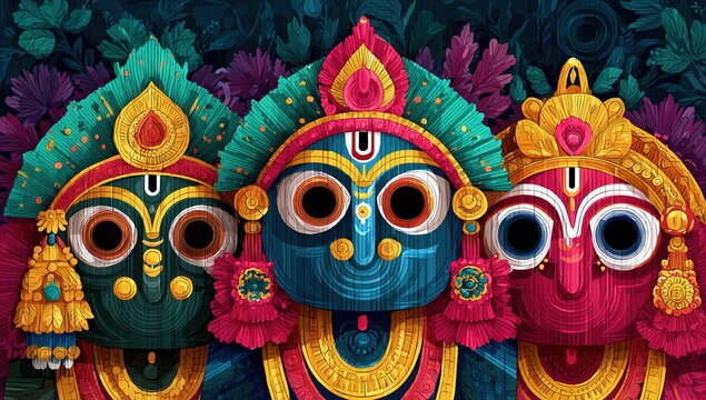 illustration of Ratha Yatra. Lord Jagannath. vector