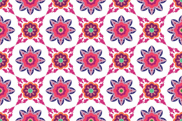 seamless floral pattern traditional Thai art in damask style motifs suitable for wallpaper, cloth, textile, tile and fabric design isolated illustration vector archive EPS file.