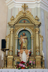 Obraz premium Altar of St. Joseph in the parish church of St. Francis Xavier in Svarca, Karlovac, Croatia
