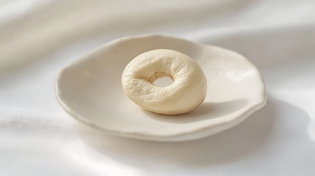Plain Bagel on a Ceramic Plate