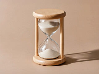 Wooden hourglass on white background