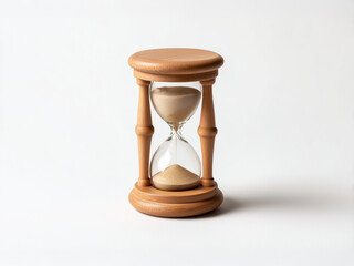 Wooden hourglass on white background　　　