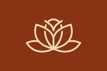 Minimalist Lotus With Owl Logo vector image