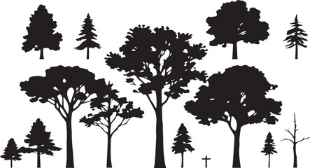 Fototapeta premium tree icon set collection with diverse directional markers on white background