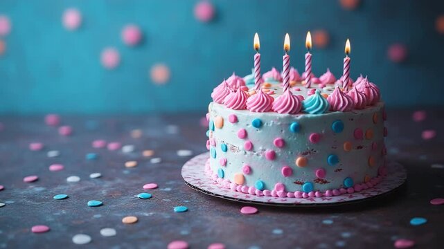 A birthday cake with two candles on top of it