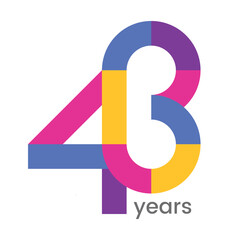 logo 43th years anniversary celebration with colorful design, Modern geometric style. 