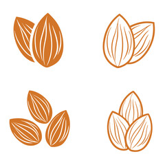 Almond icon. Nut vector illustration isolated on white background.