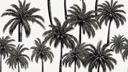 Palm trees isolated on white background. Beautiful vectro palma tree set vector illustration.