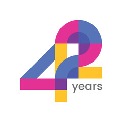 Obraz premium logo 42th years anniversary celebration with colorful design, Modern geometric style. 