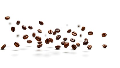 Naklejka premium Dynamic Movement of Freshly Roasted Coffee Beans in Motion