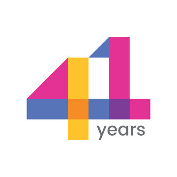 logo 41th years anniversary celebration with colorful design, Modern geometric style. 
