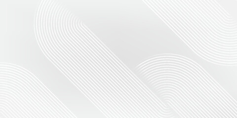 Fototapeta premium Abstract white glowing geometric lines on gray background. Modern shiny white circle lines pattern.