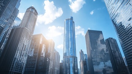 Obraz premium Modern Metropolis: Skyscrapers Reaching for the Sun