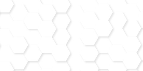Naklejka premium Minimal white hexagonal hexagon modern technology creative emboss light honeycomb polygonal web. abstract geometric science and mosaic tile with template texture background. 
