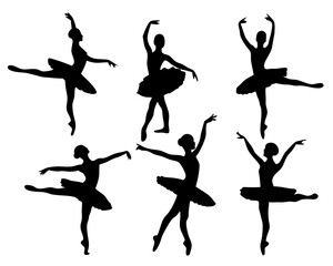 Set of Ballet Dancer Silhouettes Vector  Illustration


