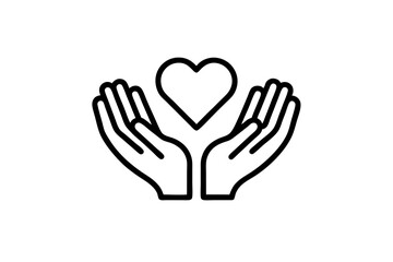 A collection of minimalist business and finance line icons in black outline style. This vector set includes icons of handshakes, giving and receiving money, charity donations, holding coins, financial