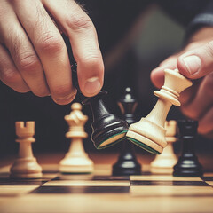 hand holding chess pieces