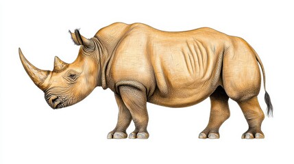 Obraz premium Pixel Art of a Rough Skinned Rhinoceros with Small Tail and Two Horns on Transparent