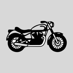Classic Motorcycle Illustration Vintage Bike Design, Side View