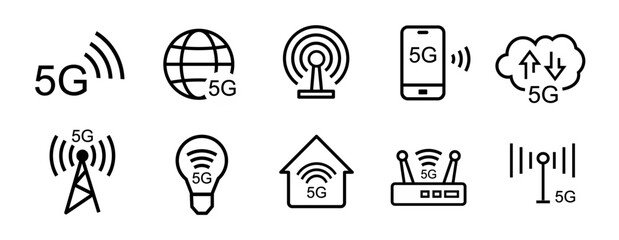 Signal 5g network icon set 