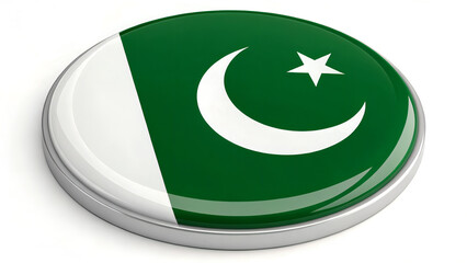 Pakistan flag button in flat vector design, showcasing national colors, useful for web graphics and educational projects.