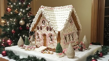 Exquisite Gingerbread House Christmas Display