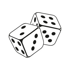 Two Dice Cubes on White Background. Vector icon Illustration