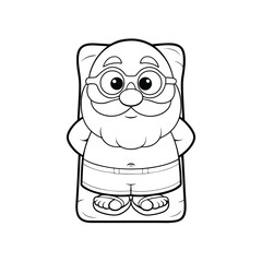 Cartoon illustration of a relaxing santa claus in summer clothes and sandals for coloring
