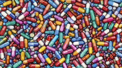 Vibrant Medley of Pharmaceutical Capsules: A Colorful Array