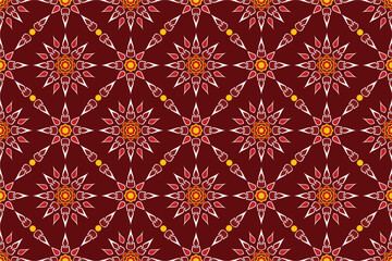 seamless floral pattern traditional Thai art in damask motif suitable for wallpaper, cloth, textile, tile, curtain and fabric design isolated illustration vector archive EPS file.