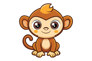 Fototapeta premium Adorable Cartoon Baby Monkey Illustration for Kids