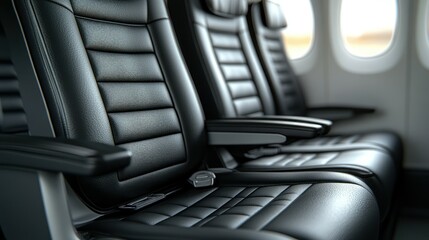 Obraz premium Airplane seats in a modern passenger cabin