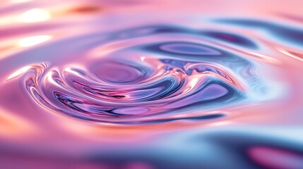Dreamy iridescent surface with swirling purple and pink reflections