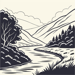 landscape with mountains and trees