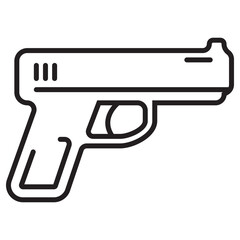 Gun icon with linear style on a white background