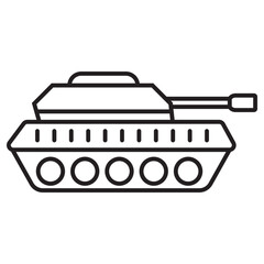 War tank icon in linear style 